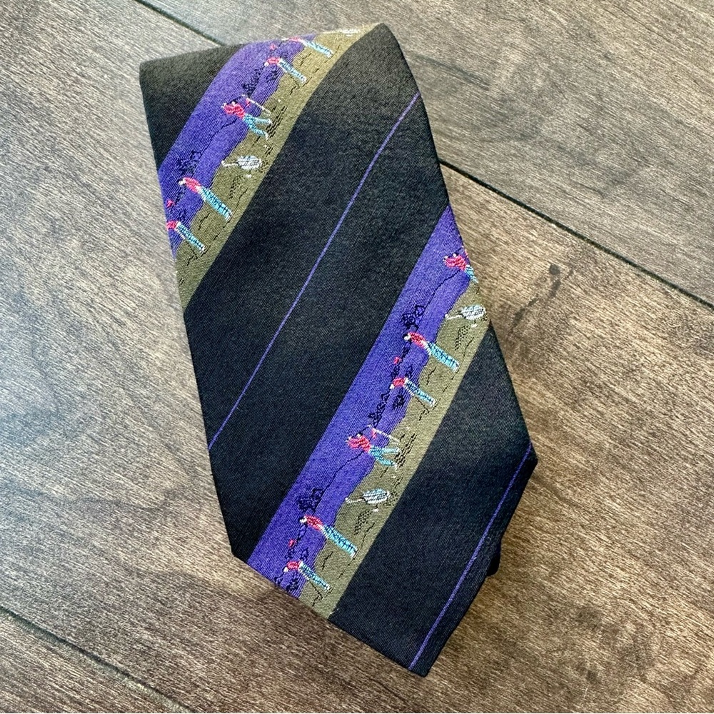 Vintage Valentino Creation Silk Tie Made in Italy – Golf Novelty Pattern –80/90s